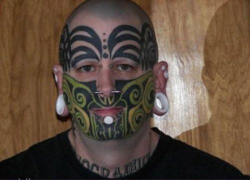 Retarded Funny Face Tattoo