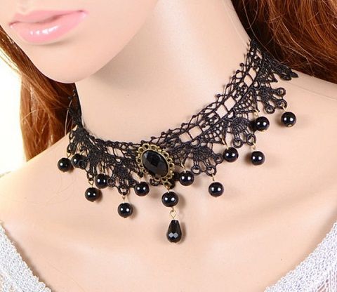 Mada DIY Black Pearl Choker Necklace
