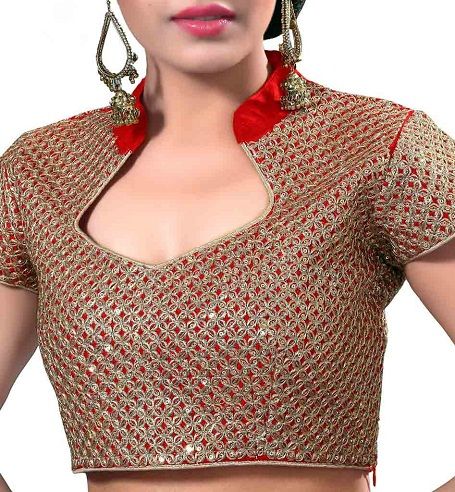 Chinese Collar Blouse For Net Saree