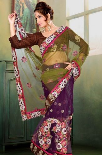 Plain Uni-Color Blouse Design For Net Saree