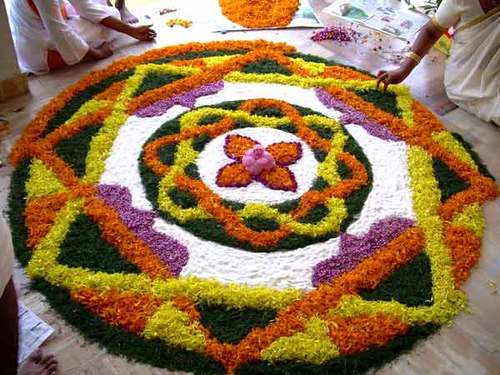 Multi Coloured Flower Rangoli