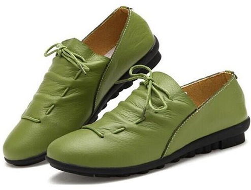 pure green leather women shoes