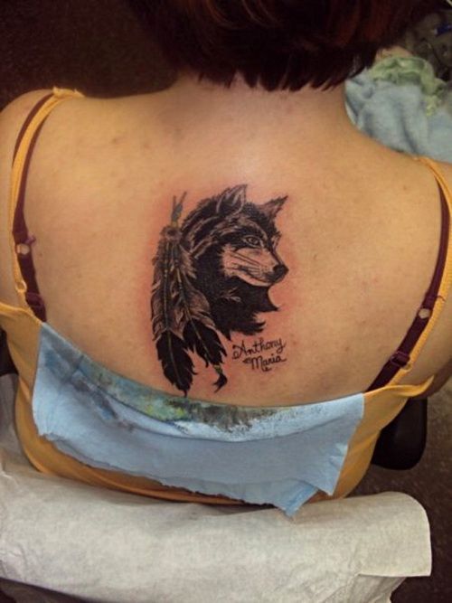 Feather Wolf Tattoo
