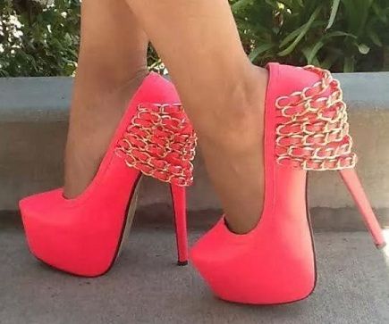 Stiletto heels peep toes neon pink shoes