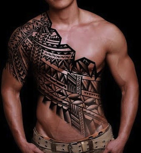 Diagonal body tattoos