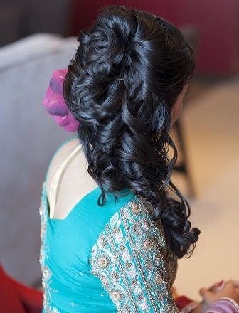Half Up Half Down Curls Indian Hairstyles For Medium Length Hair