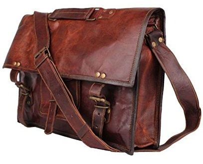 15” Leather laptop crossover messenger bag -8