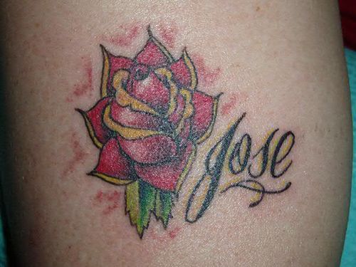 floral name tattoo for women