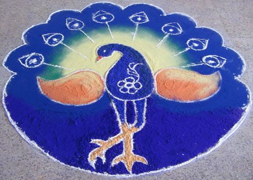 25 Best Peacock Rangoli Designs | Styles At Life