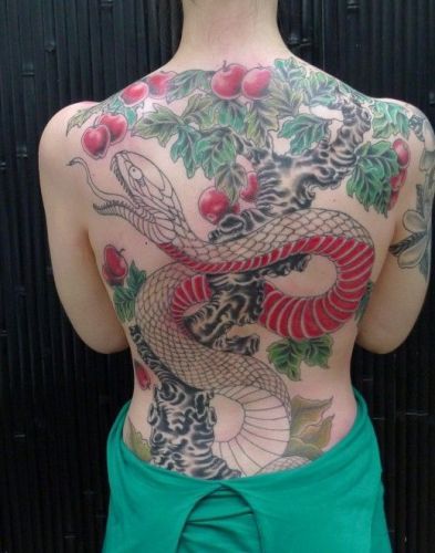 Apple Tree Tattoo With Snake