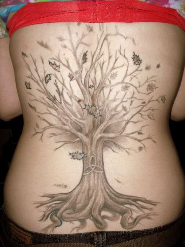 Drevo Of Paradise Tattoo On Lower Back
