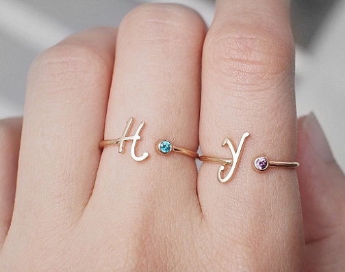 Personalized initials couples rings