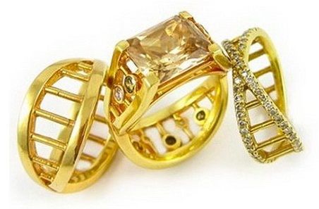 Couples DNA gold rings