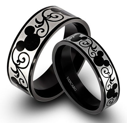 Black titanium steel couples rings set
