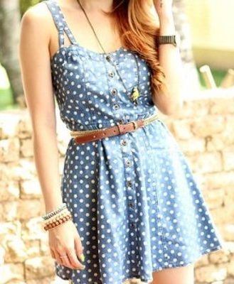 Short single dotted frock