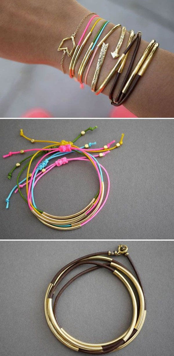 DIY Gold Tube Bracelets