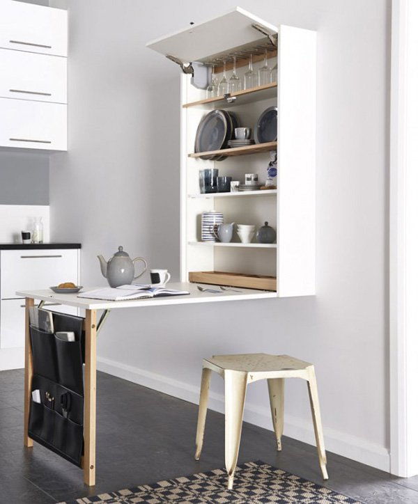 Összecsukható kitchen table with cabinet space