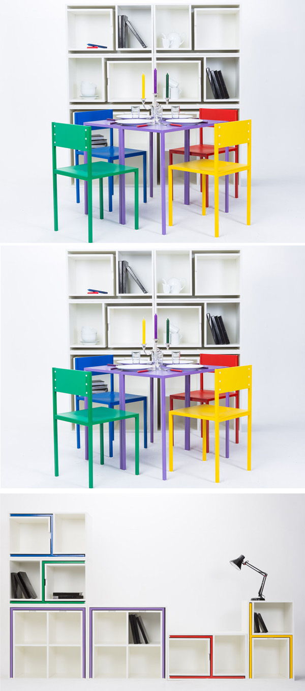 székek And Tables That Fit Into A Shelf-