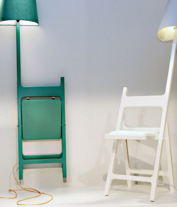 A Folding Chair Combined With A Floor Lamp