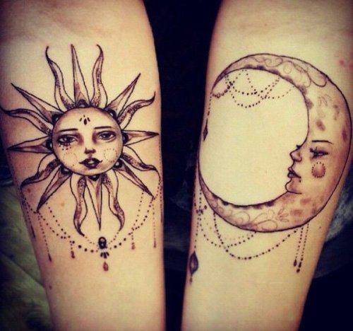 Saulė and the Moon Tattoo