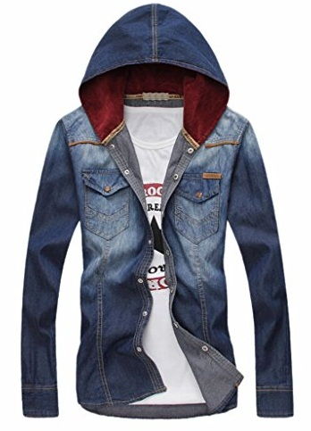 Denim shirts for men with hoodie