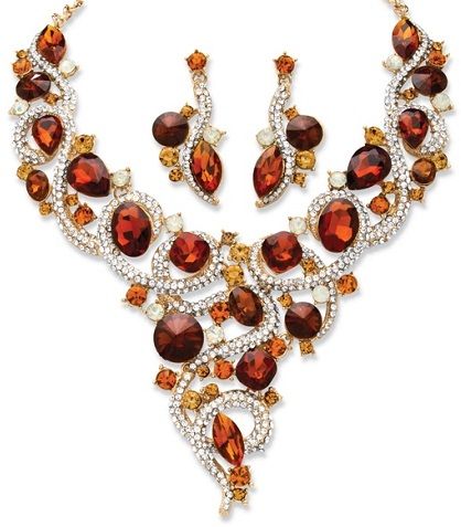 Amber crystal necklace set -14