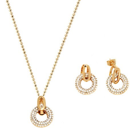 Arany and white Circle Earrings and necklace set -18