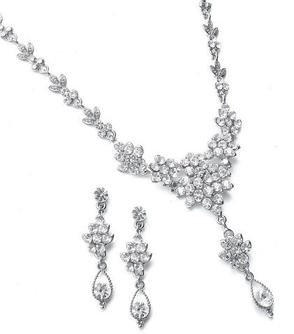 Bridal White diamond necklace set -19