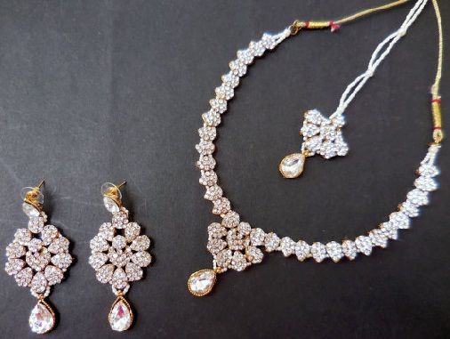 De mireasă silver necklace set with earring -5