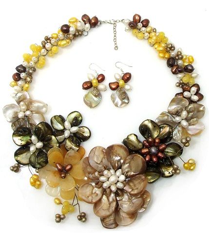 Arany floral necklace set -7
