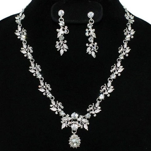 Rhinestone diamond necklace set-8