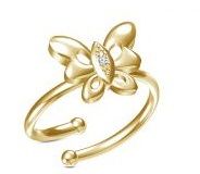 Gold Finger Ring Design With Butterfly