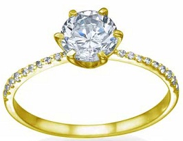 De aur Ring with Rounded Pave