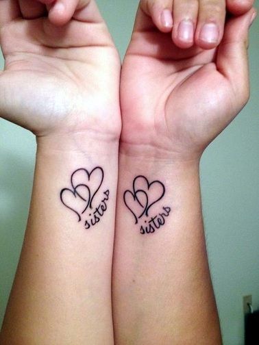 25 Stylish & Cute Matching Tattoos for Couples - Matching heart -sister tattoo