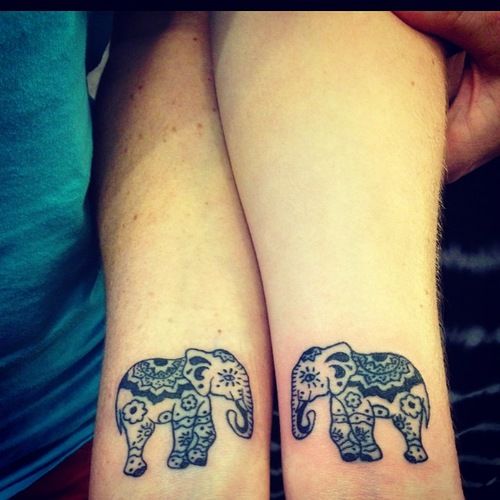 25 Stylish & Cute Matching Tattoos for Couples - Matching Elephant tattoo
