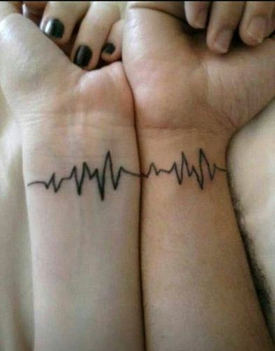 25 Stylish & Cute Matching Tattoos for Couples - Matching Heart Rate tattoo design