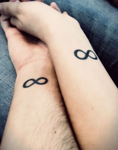 25 Stylish & Cute Matching Tattoos for Couples - Matching infinity love tattoo design