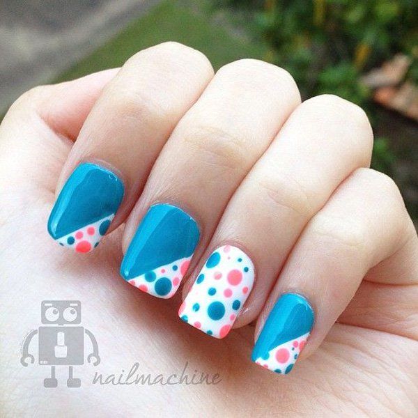 Polka dots nail art design How cute