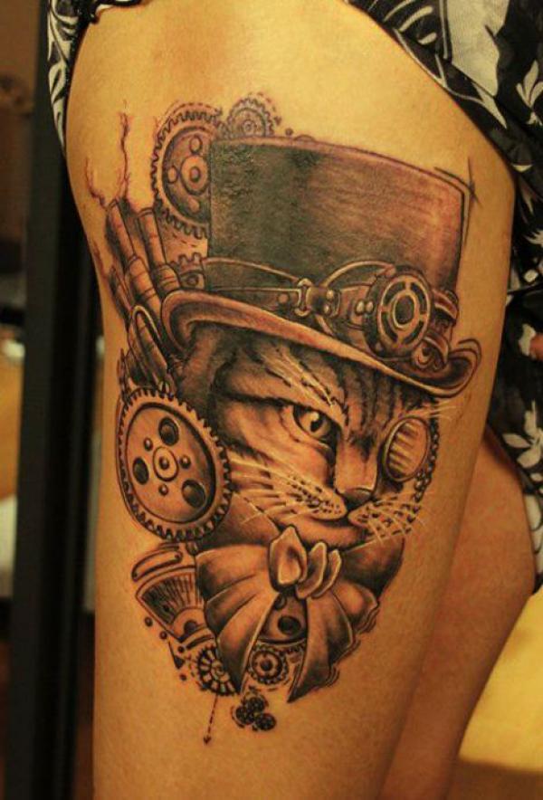 steampunk cat tattoo600_884