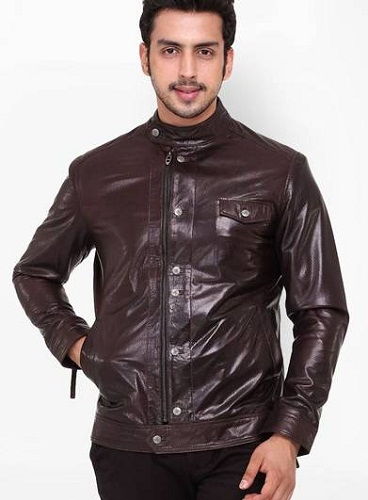 Solid Brown Leather Jacket
