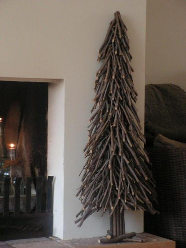 DIY christmas tree made with branches