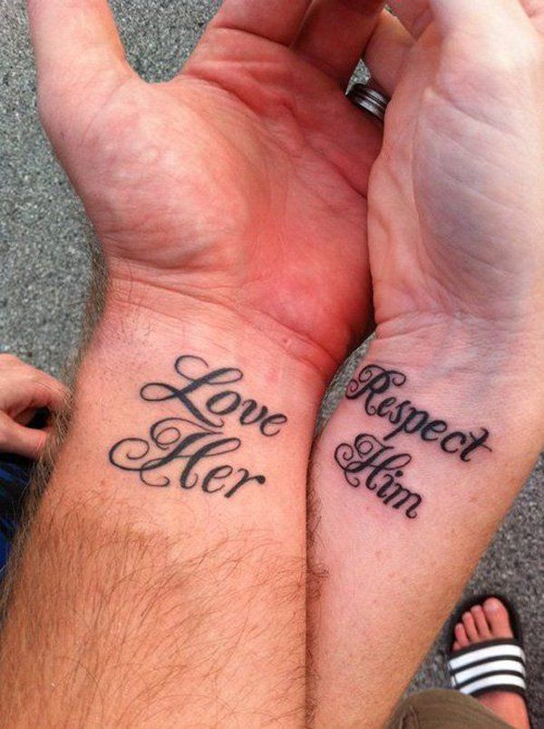 Love her, Respect him tattoo couple tattoo