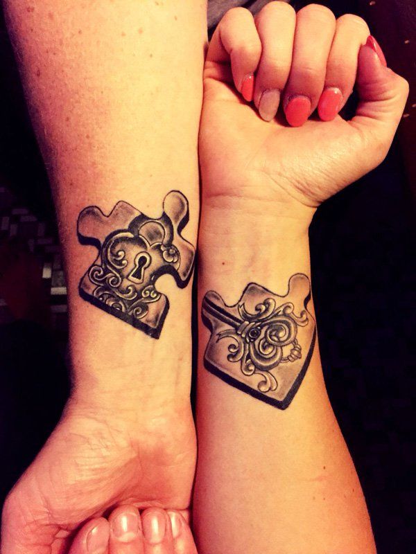 Lock puzzle couple tattoo