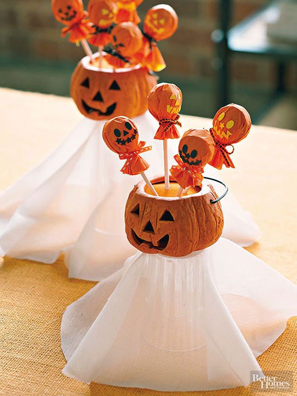 DIY Pumpkin with Lollipop Ghost for Kids