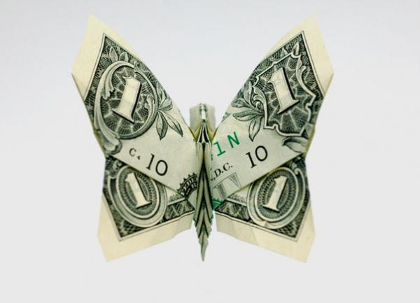 fluture money origami
