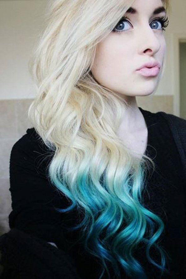 Cool blonde, teal ombre. A clear glaze over top will help seal in the color and add some shine