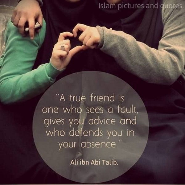 A true friend is one who sees a fault, gives you advice and who defends you in your absence