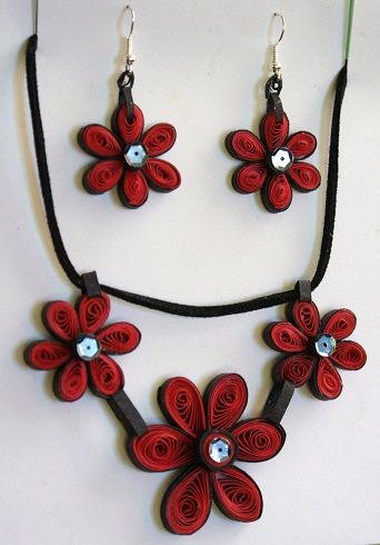 paper-quilling-jewellery-designs-maroon-colour-quilled-necklace-and-earring