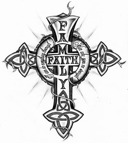 Faith Family Cross Tattoo Design
