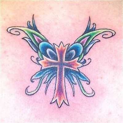 Butterfly Cross Tattoo Design